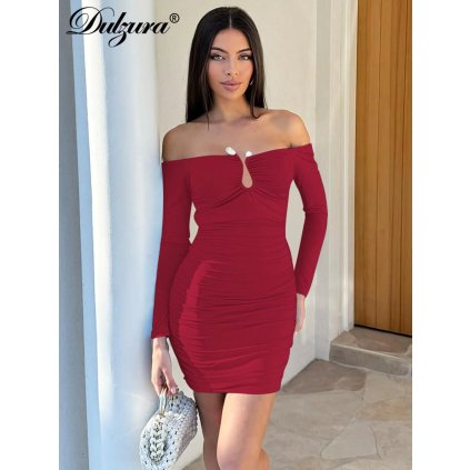 Dámské minišaty s odhaleným ramenem (Barva (varianta) Černá, Velikost L)