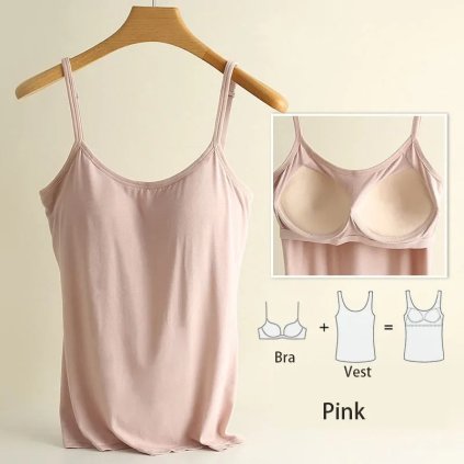Dámské pohodlné tílko s všitou podprsenkou (Barva (varianta) Růžová, Velikost M)