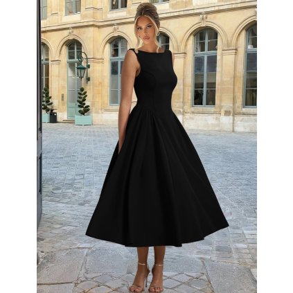 Dlouhé volné dámské šaty bez rukávů (Barva (varianta) Černá, Velikost L)