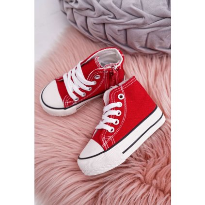 Dětské Vysoké Tenisky Se Zipem  Filemon (Velikost 19, Barva Červená)