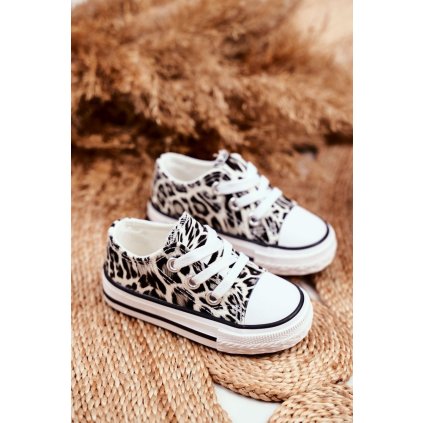 Dětské Tenisky S Leopardím Vzorem  Berni (Velikost 20, Barva Béžová)