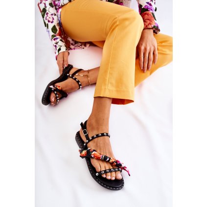 Dámské sandály s ozdobami  Mataro (Velikost 37, Barva Černá)