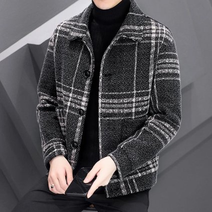 Pánský zateplený kabát na podzim a zimu (Barva Černá, Velikost L)