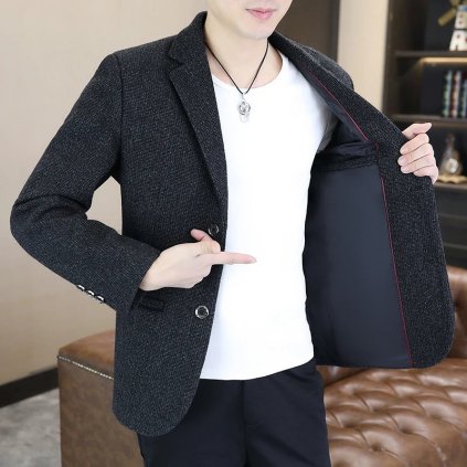 Pánské vlněné sako v britském elegantním stylu (Barva Khaki, Velikost M)