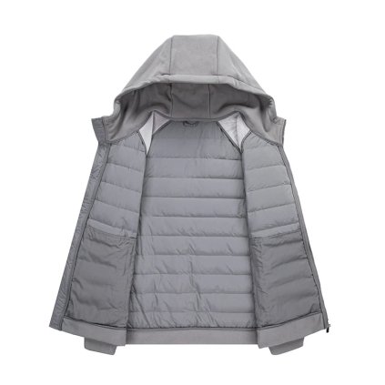 Pánská lehká péřová bunda s kapucí (Barva Černá, Velikost 3XL)