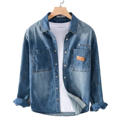 Pánská bavlněná košile s dlouhým rukávem do práce (Barva Světle modrá, Velikost XL)