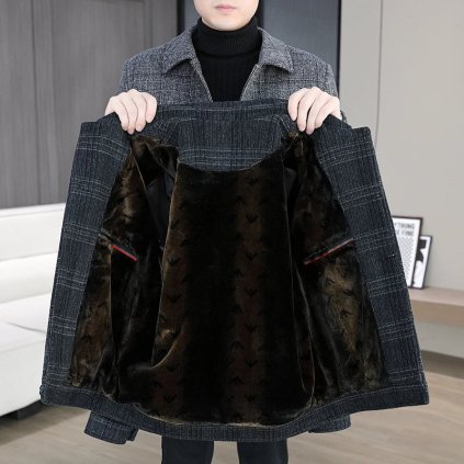 Pánská zateplená bunda s límcem pro chladné dny (Barva Šedá, Velikost 4XL)