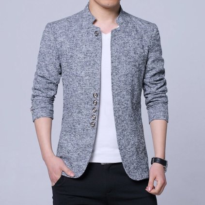 Pánské zateplené kárované sako pro chladné dny (Barva Černá, Velikost S)