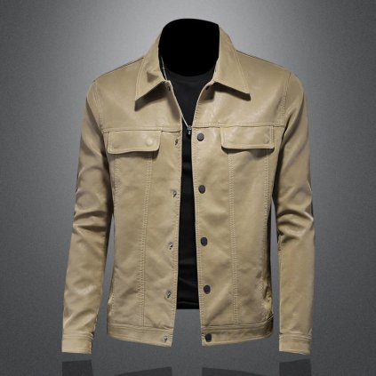 Pánská koženková bunda v motorkářském stylu (Barva Černá, Velikost XL)