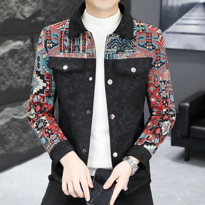 Pánská lehká přechodová bunda v moderním střihu (Barva Černá, Velikost L)