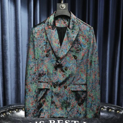 Pánské sametové sako pro elegantní příležitosti (Barva Modrá, Velikost 3XL)