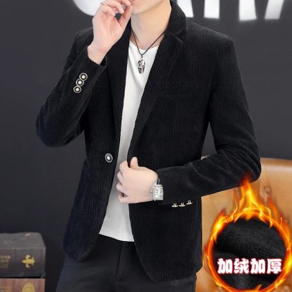 Pánský manšestrový oblek pro elegantní styl (Barva Černá, Velikost M)