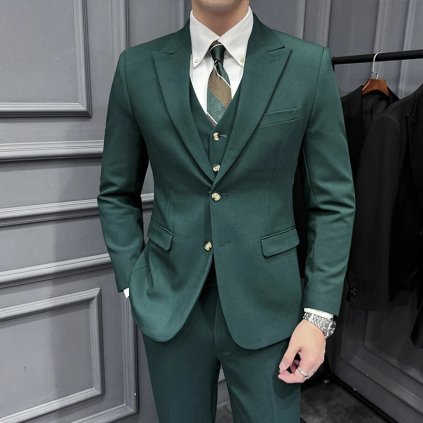 Pánský svatební třídílný oblek slim střihu (Barva (varianta) Černá, Velikost XL)