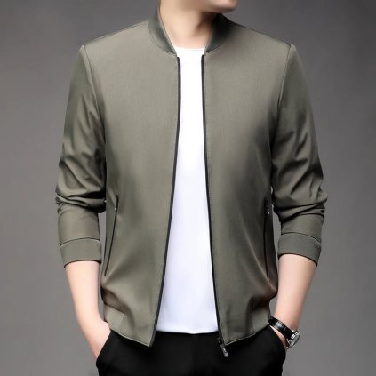 Pánská ležérní bunda s baseballovým límcem (Barva Zelená, Velikost XL)