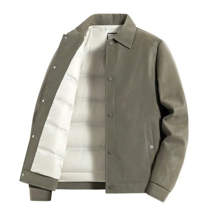 Pánská péřová bunda s elegantním límcem (Barva Zelená, Velikost 4XL)