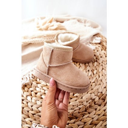 Dětské Teplé Sněhule Semišové  Gooby (Velikost 32, Barva Béžová)