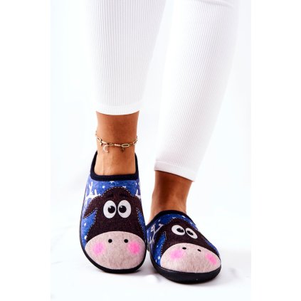 Hřejivé pantofle Model Reindeer  Elodie (Velikost 35, Barva Modrá)