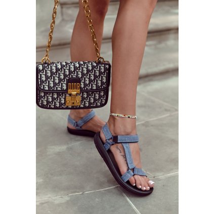 Klasické dámské sandály na suchý zip   Kalla (Velikost 39, Barva Modrá)