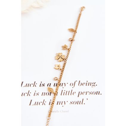 Módní náramek s jetelem a listy zlata (Velikost ONE SIZE)