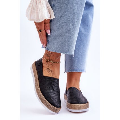 Kožené espadrilky Mokasíny Big Star LL276002 (Velikost 36, Barva Černá)