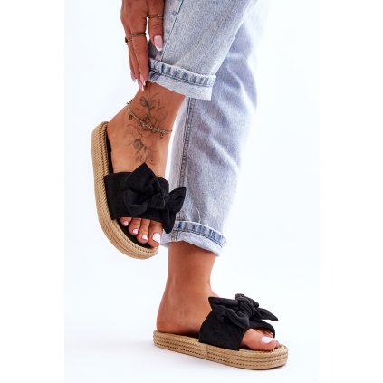 Dámské semišové pantofle s mašlí  Fency (Velikost 39, Barva Béžová)