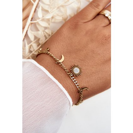 Módní náramek S Měsícem A Sluncem zlata (Velikost ONE SIZE, Barva Zlatá)