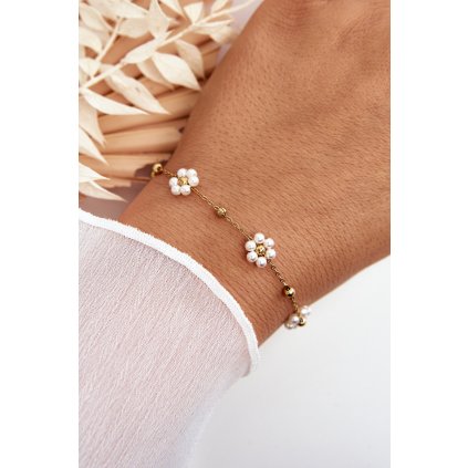 Módní náramek s květy (Velikost ONE SIZE, Barva Zlatá)