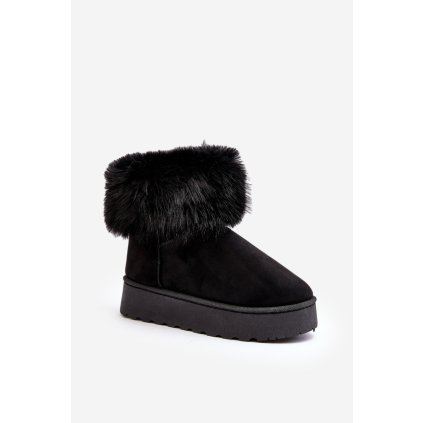 Dámské sněhule na platformě s kožešinou  Mancy (Velikost 38, Barva Černá)
