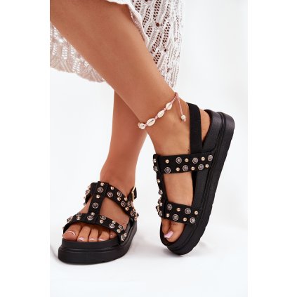 Ozdobené Dámské Sandály Na Platformě  Mailisa (Velikost 38, Barva Černá)