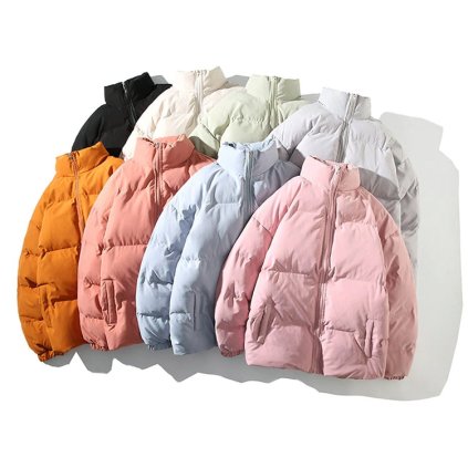 Unisex oversize bunda na zip se stojatým límcem bunda s kapsami (28)