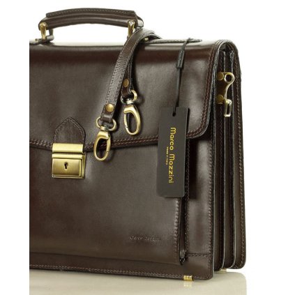 Pánská aktovka LORIS kožená taška tmavě hnědá (Barva Tmavě hnědá)