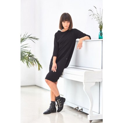 Oversize sportovní šaty bavlněné s přední kapsou BEWEAR B083