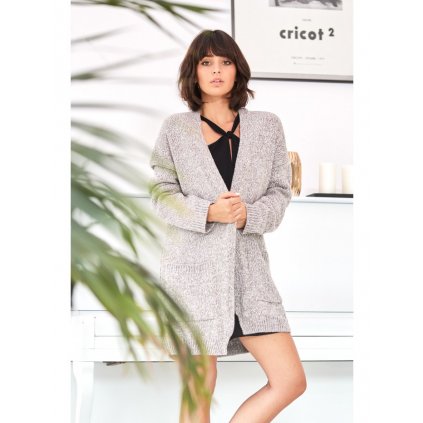 Dlouhý pletený svetr bez zapínání kardigan BEWEAR BK001 (Velikost ONE SIZE, Barva Hnědá)
