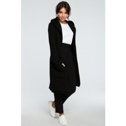 Dlouhý kardigan s kapucí a bočními kapsami BEWEAR BK016 (Velikost ONE SIZE, Barva Černá)