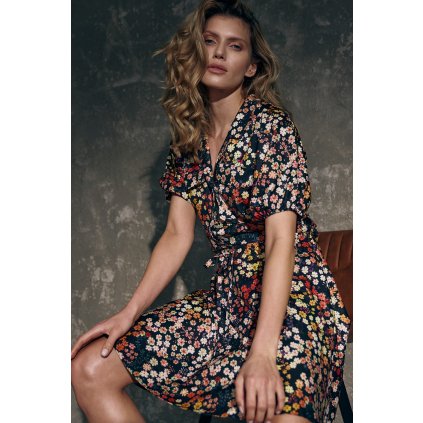 Květované kimono mini šaty M739 (Barva (varianta) Vzor 122, Velikost M)