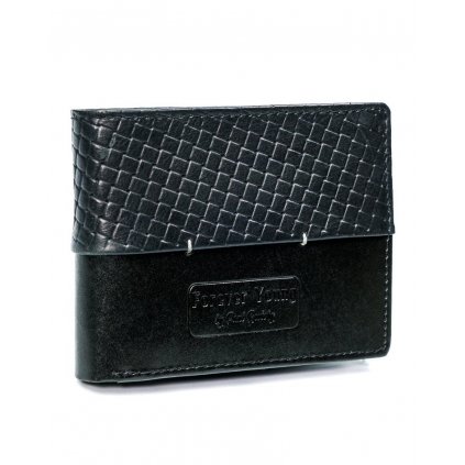 Černá kožená peněženka Forever Young® pro muže s prošíváním