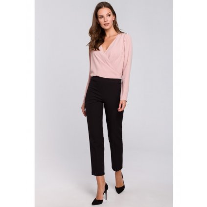 Elegantní Kalhoty s elastickým pasem MAKEOVER K035 (Velikost S, Barva Černá)
