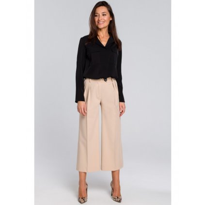 Dámské kalhoty culottes STYLE S139 (Velikost S, Barva Béžová)