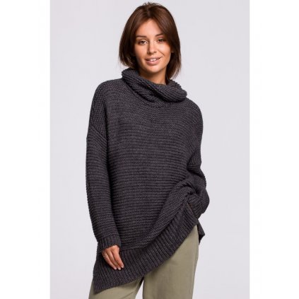 Oversize svetr turtleneck s rolákem BeWear BK047 (Velikost ONE SIZE, Barva Grafitová)