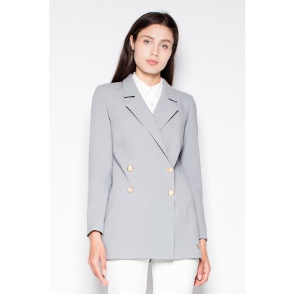 Elegantní sako s dlouhými rukávy VT088 VENATION (Barva Šedá, Velikost XL)