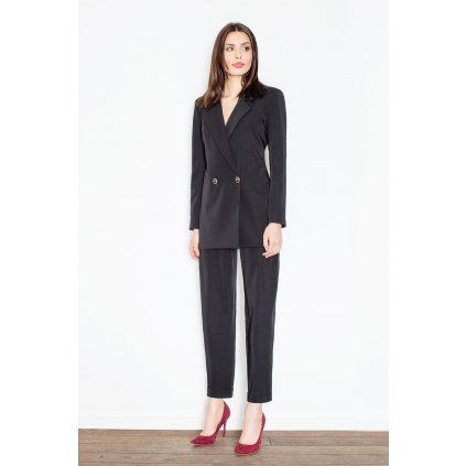 Elegantní společenské kalhoty dámské M438 FIGL (Barva Černá, Velikost S)