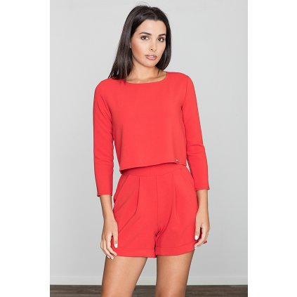 Elegantní dvouvrstvý overal s krátkými šortky M445 (Barva Červená, Velikost L)