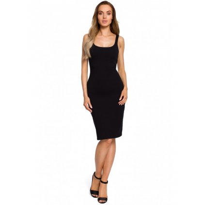 Bodycon letní šaty s popruhy MOE M414 - černé S