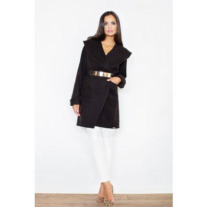 Elegantní kabát dámský se zlatým páskem v pase M407 FIGL