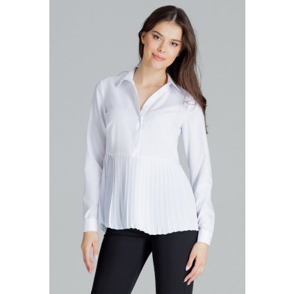 Bílá klasická elegantní košile s dlouhým rukávem L089 (Barva Bílá, Velikost L)