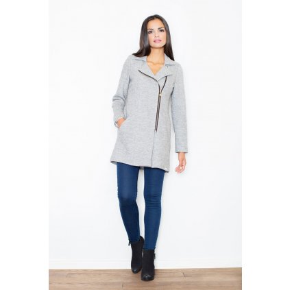 Elegantní kabát vlněný s asymetrickým zipem M405 FIGL