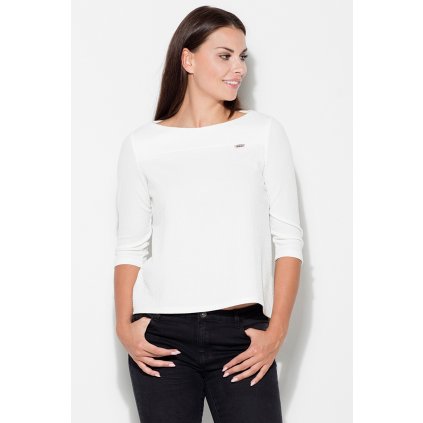 Klasická halenka s 3/4 rukávem K136 KATRUS (Barva Smetanová, Velikost XL)
