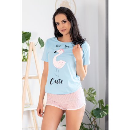 Dámská sada 2v1 - TOP + ŠORTKY Pyžama Cute Flamant 0304