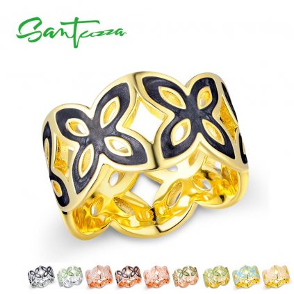 Elegantní vzorovaný prsten barevné květiny FanTurra