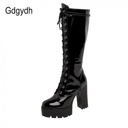 Lakované kozačky na vysokém podpatku GoodDayGirl Fashion